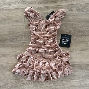 Lulu's Blush Pink and Gold Metallic Floral Dress